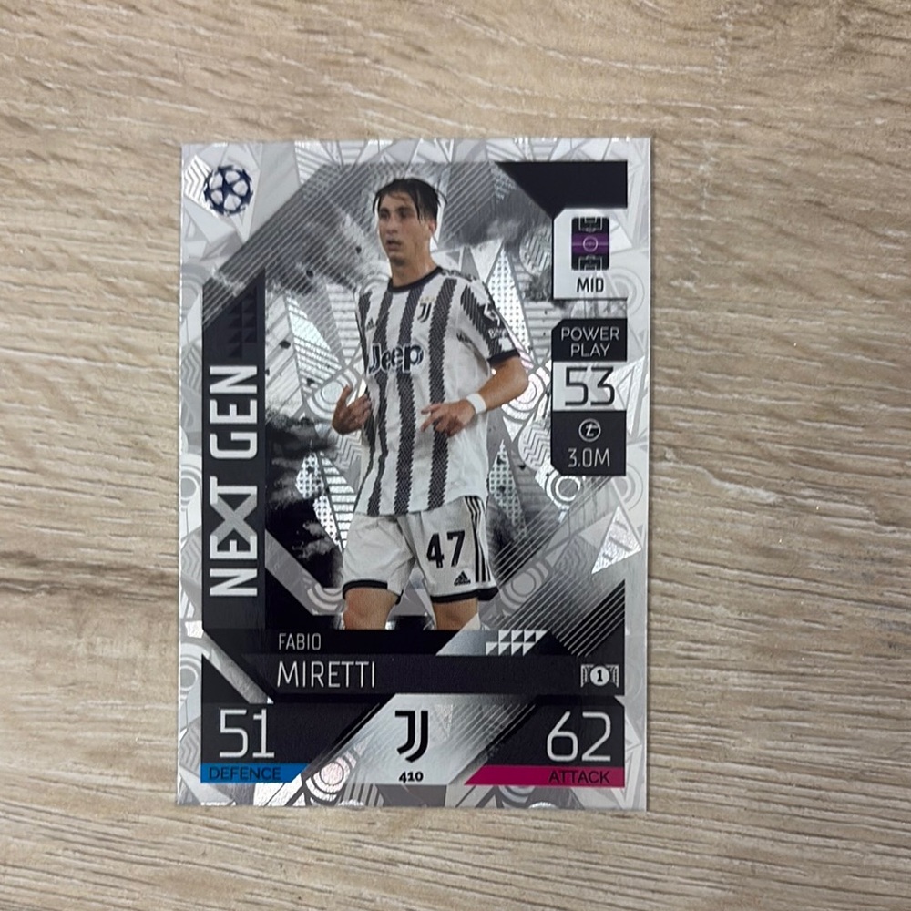 Soccer Trading Card. Fabio Miretti